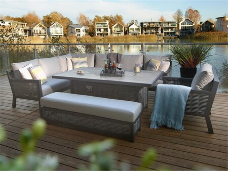 Brambelcrest Portifino Rectangular Sofa With 1 Stool, 1 armchair and Firepit Table - image 1