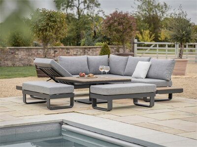 Bramblecrest Brooklyn Square Sofa with Square Tree-Free Piston Table & 2 Benches - Anthracite