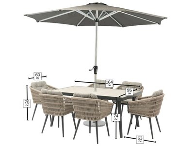 Bramblecrest Mauritius 6 Seat Rectangle Dining Set with Parasol & Base - image 6