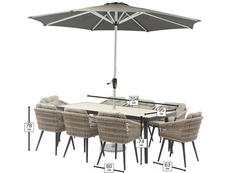 Bramblecrest Mauritius 8 Seat Rectangle Dining Set with Parasol & Base - image 6