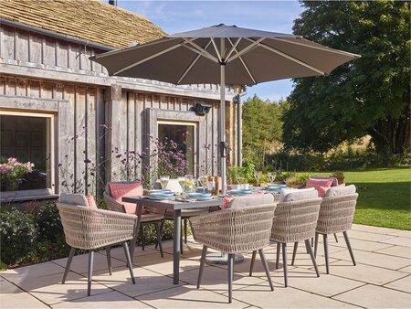 Bramblecrest Mauritius 8 Seat Rectangle Dining Set with Parasol & Base - image 1