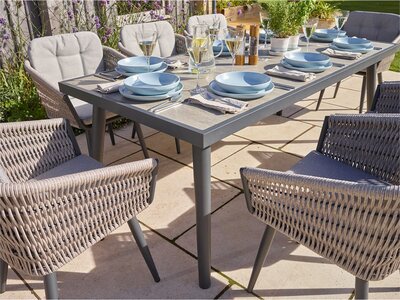 Bramblecrest Mauritius 8 Seat Rectangle Dining Set with Parasol & Base - image 4