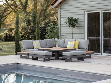 Bramblecrest Vilamoura Corner Sofa with Square Piston Adjustable Table & 2 Benches - image 1